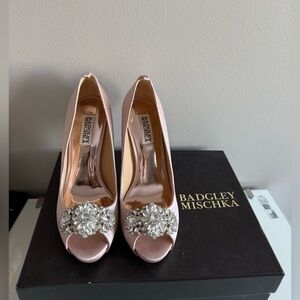 Badgley Mischka Blush Heels with Crystal Embellishments